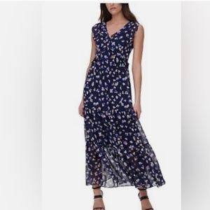 DKNY Navy Floral Tiered MaxiDress 12